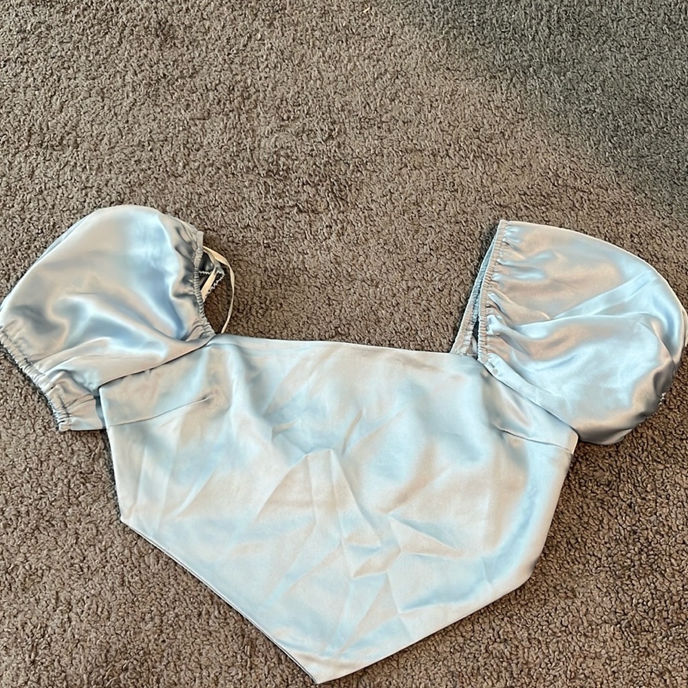 Light blue cropped shirt worn once!